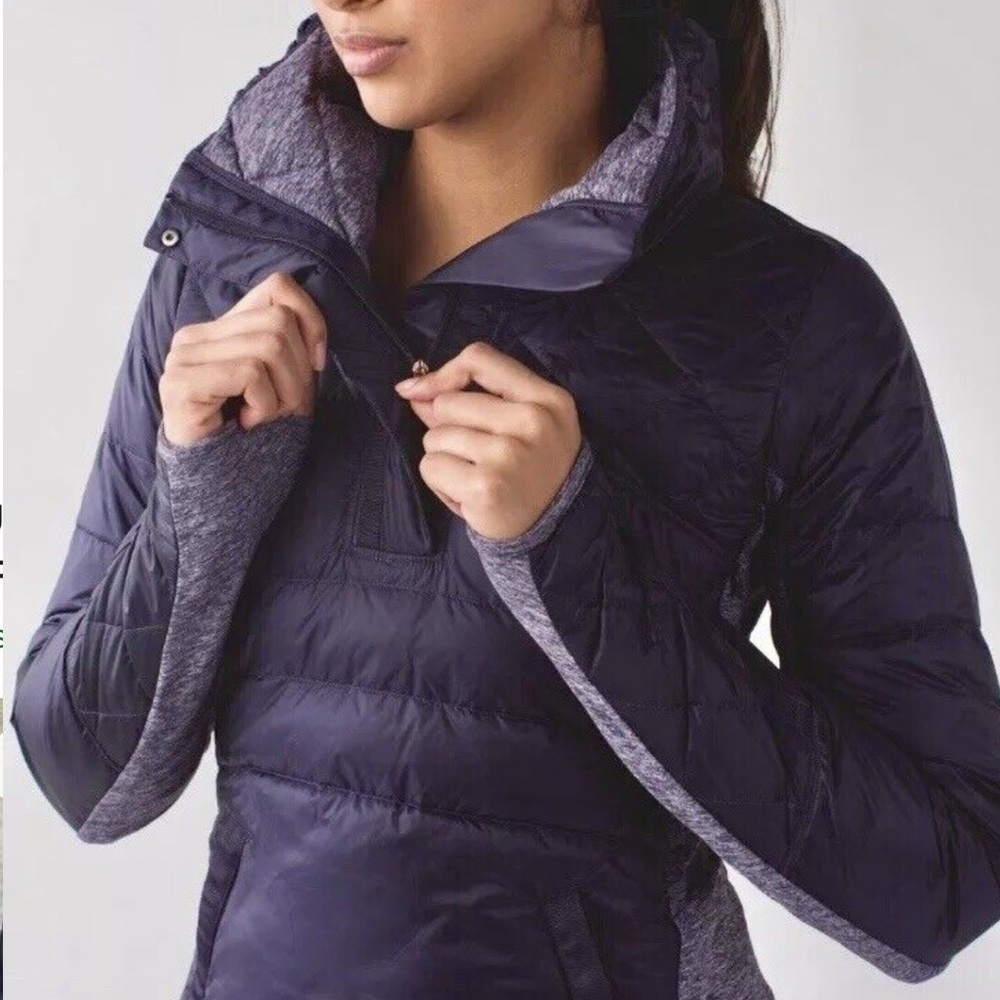 LULULEMON DOWN FOR A RUN PULLOVER 800 FILL DOWN PUFFER PURPLE SIZE 2